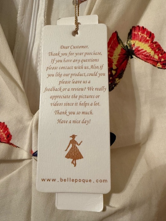 Belle Poque Butterfly Floral Retro Pinup Rockabilly Swing Dress M NWT Pockets - Picture 5 of 10